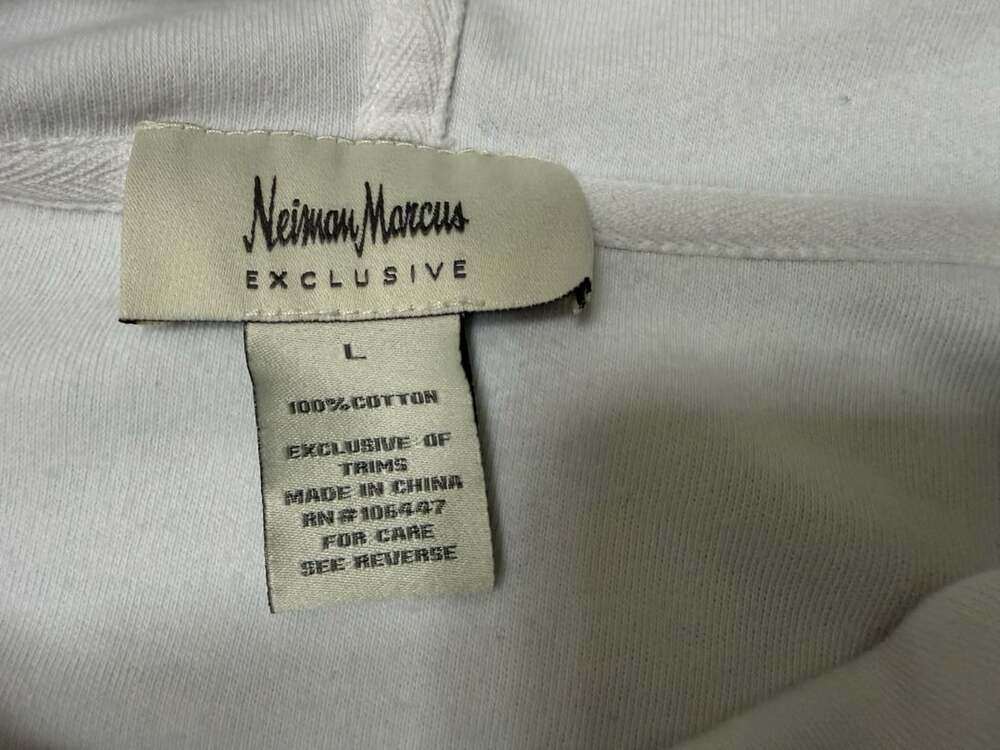 Neiman Marcus Exclusive Hoodie Size L Black White Striped Cotton Sweatshirt